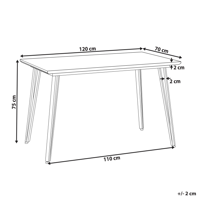 Masă de dining GREYTON Alb 120 cm 70 cm [3]