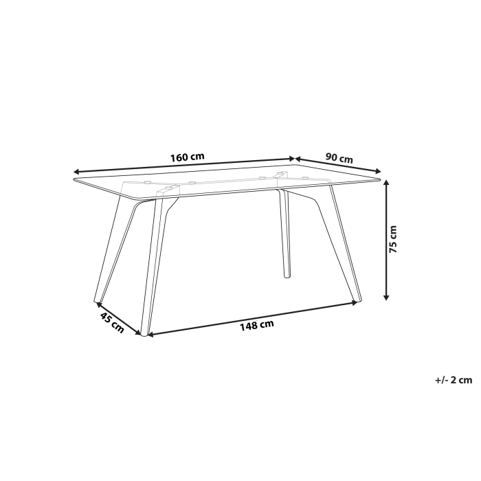 Dining table HUDSON Transparent 160 cm 90 cm Tempered glass [3]
