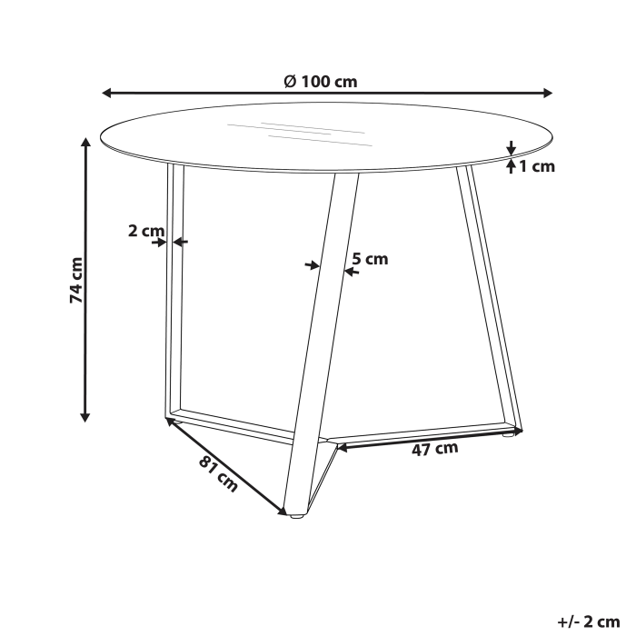 Masă de dining KEBRI Negru 100 cm 100 cm Sticlă securizată [3]