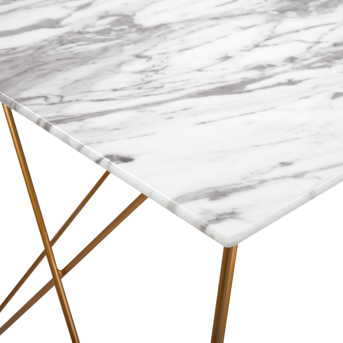 Masă de dining KENTON Alb marmură 140 cm 80 cm Sticlă securizată [5]