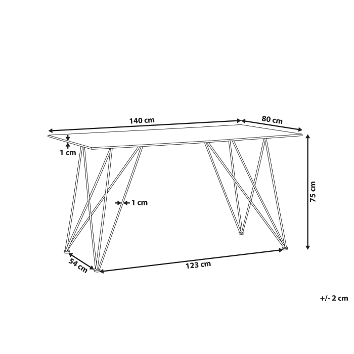 Masă de dining KENTON Alb marmură 140 cm 80 cm Sticlă securizată [3]