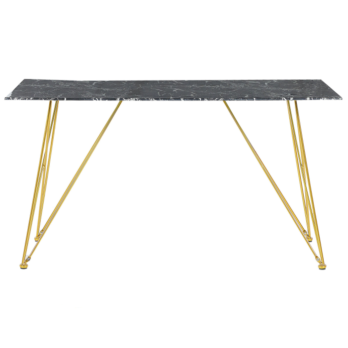 Dining table KENTON Black marble 140 cm 80 cm Tempered glass [4]
