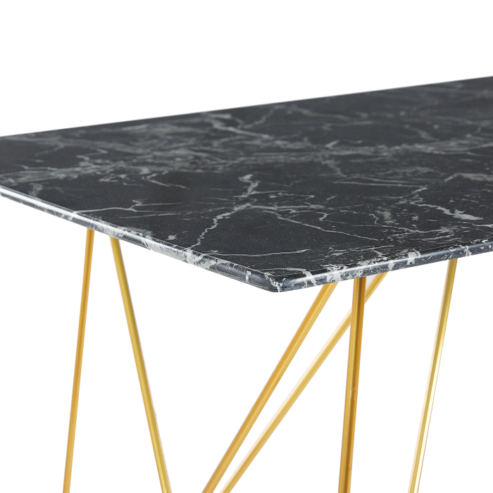 Dining table KENTON Black marble 140 cm 80 cm Tempered glass [5]