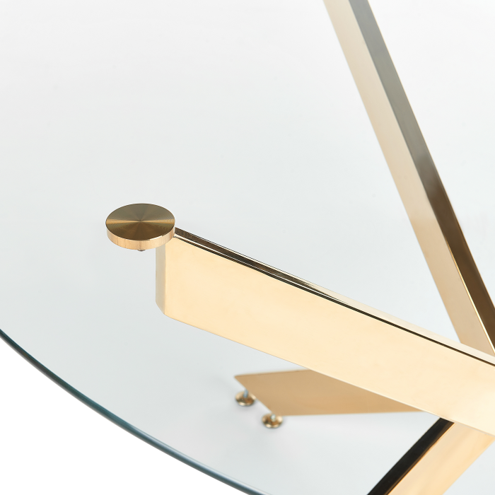 Masă de dining MARAMO Auriu 120 cm 120 cm Sticlă securizată [5]