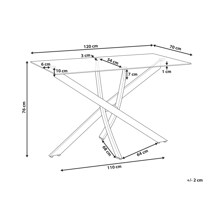 Masă de dining MARAMO Auriu 120 cm 70 cm Sticlă securizată [3]