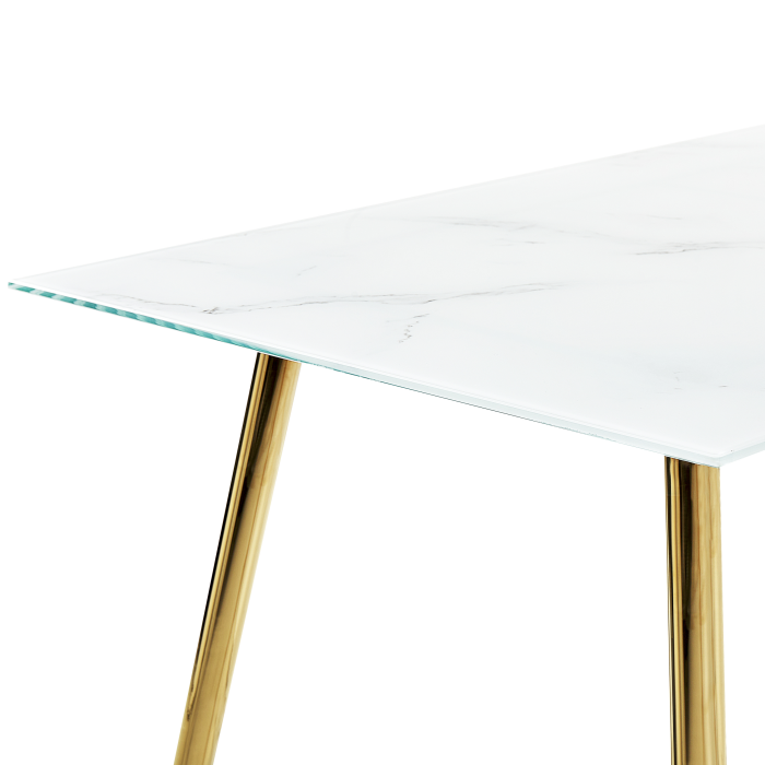 Masă de dining MULGA Marmură/Auriu 120 cm 70 cm Sticlă securizată [5]