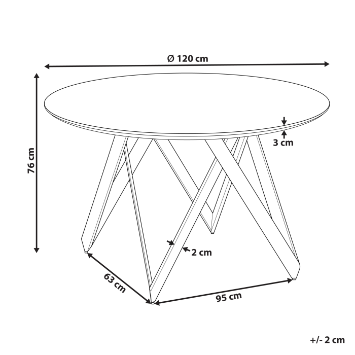 Masă de dining OXHILL Negru 120 cm 120 cm [3]