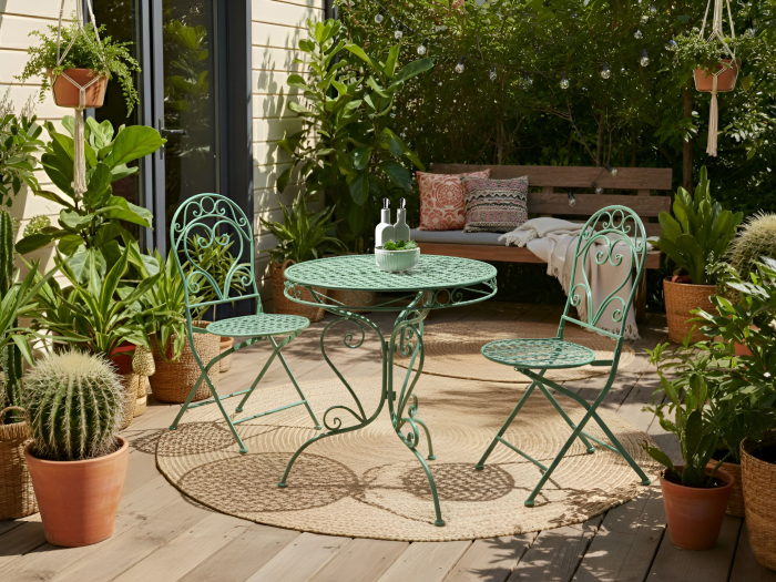 Garden table ALBINIA 70 cm 70 cm Metal Green [1]