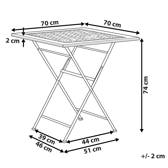Garden Table BORMIO 70 cm 70 cm Metal Black [3]