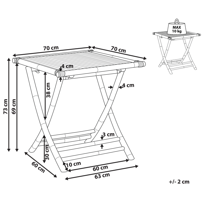Garden table MOLISE Bamboo wood Brown Foldable [3]