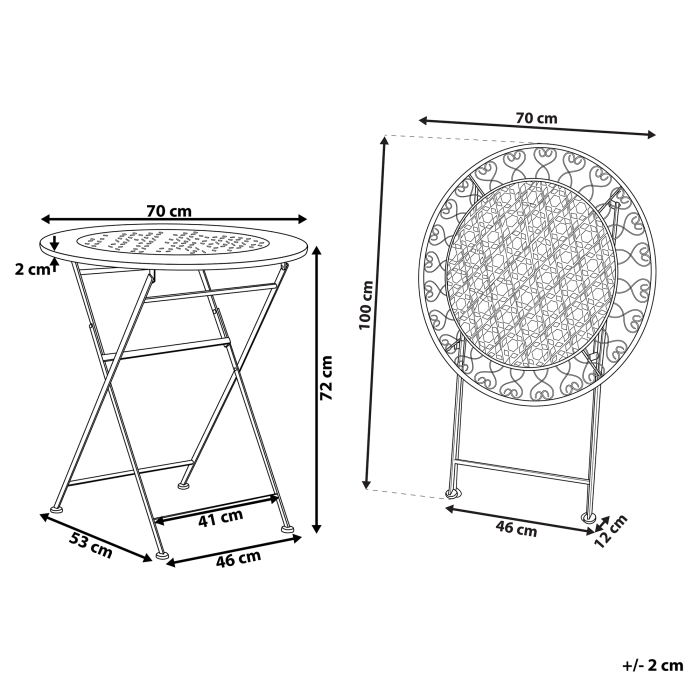 Masă de grădină TRIESTE 70 cm 70 cm Metal Bej deschis [3]