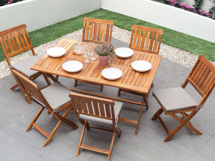 Masă dining de exterior CENTO 140 cm 75 cm Lemn de acacia Maro [1]