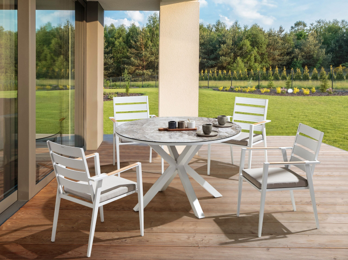 Outdoor dining table MALETTO 120 cm 120 cm Glass Dark grey [1]