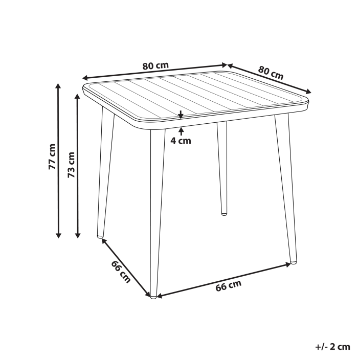 Masă dining de exterior NATURNO 80 cm 80 cm Metal Bej deschis [3]