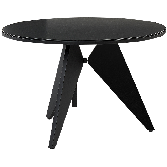 Masă dining de exterior OLMETTO 83 cm 110 cm Sticlă Negru [2]
