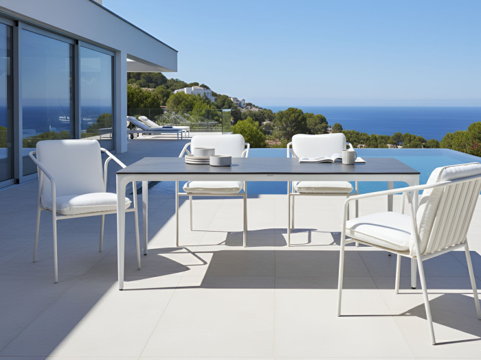 Outdoor dining table SOVARETO 180 cm 90 cm stone effect Dark grey [1]