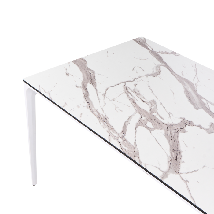 Masă dining de exterior SOVARETO 180 cm 90 cm efect marmorat Alb marmură [6]