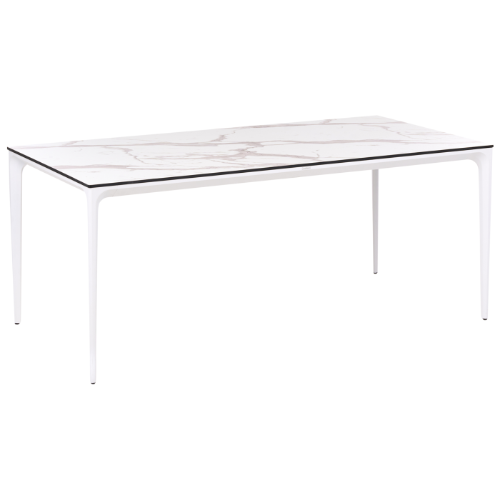 Masă dining de exterior SOVARETO 180 cm 90 cm efect marmorat Alb marmură [4]