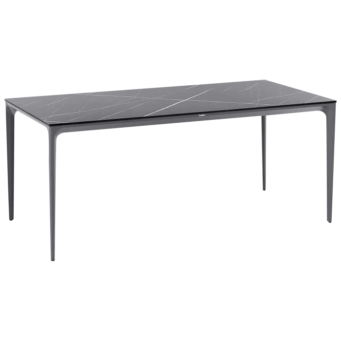 Masă dining de exterior SOVARETO 180 cm 90 cm efect marmorat Negru marmură [4]