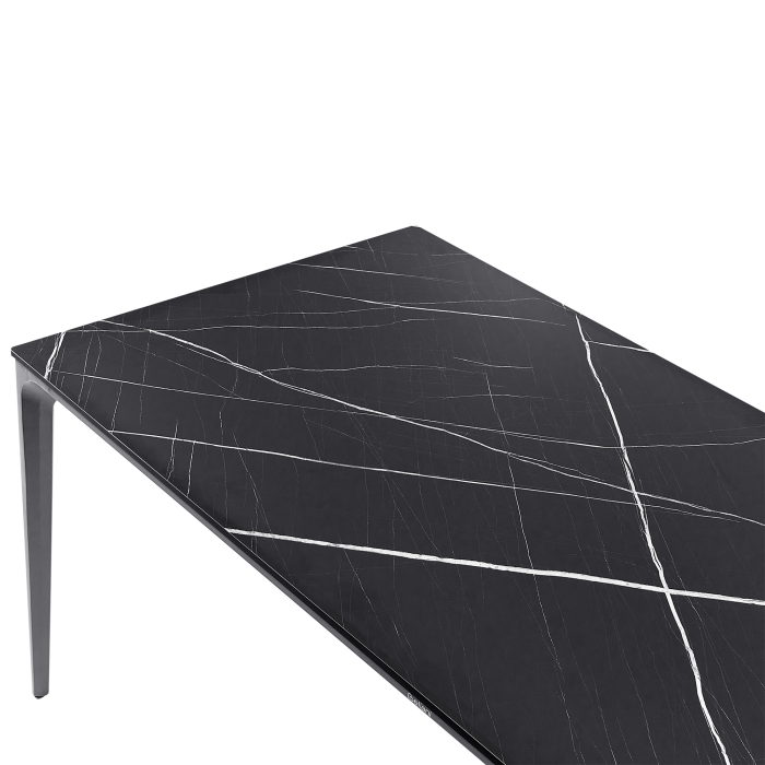 Masă dining de exterior SOVARETO 180 cm 90 cm efect marmorat Negru marmură [6]