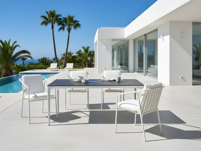 Outdoor dining table SOVARETO 180 cm 90 cm marble effect Marble black [1]