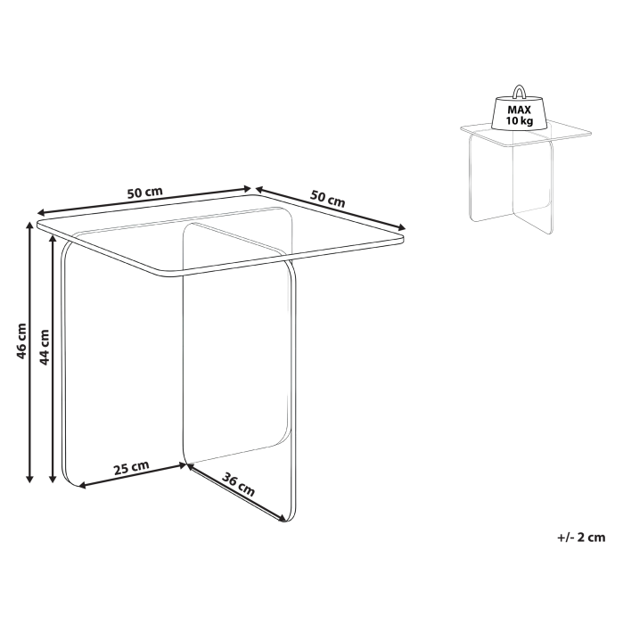 Masă laterală AMISK Sticlă securizată Albastru [3]