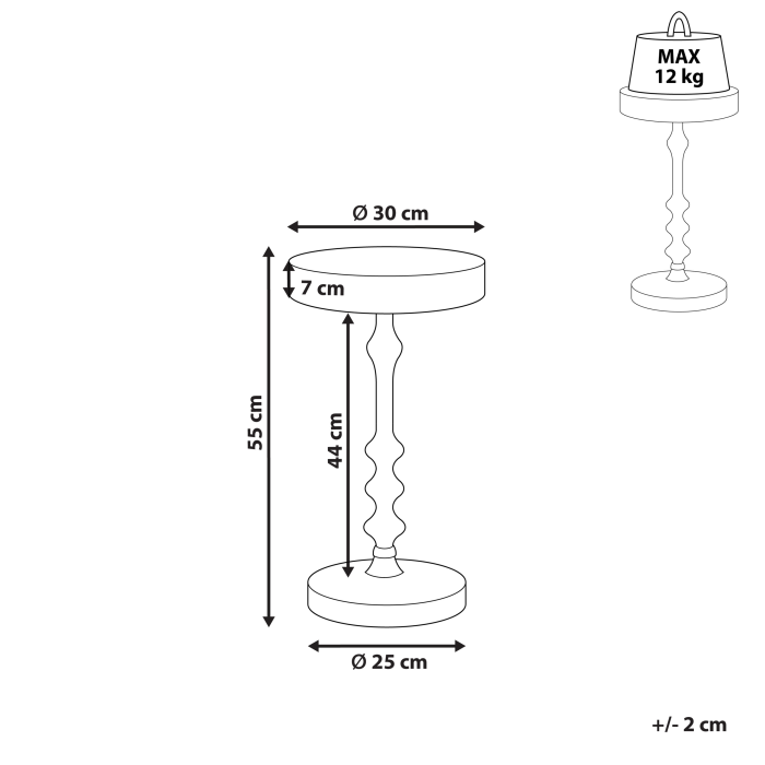 Masă laterală ATAPO Metal Negru [3]