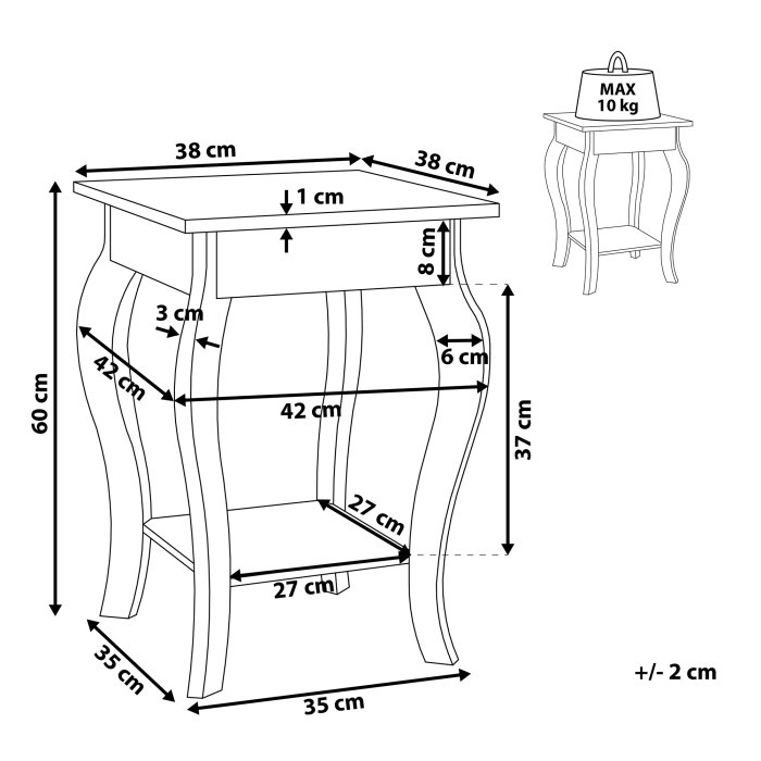 Masă laterală AVON Alb [3]