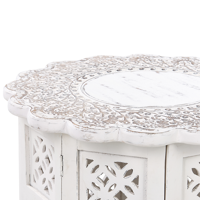 Masă laterală BADHI Lemn de mango Alb [4]