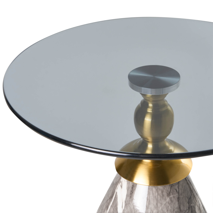 CADY Side Table Tempered Glass Black Marble [4]