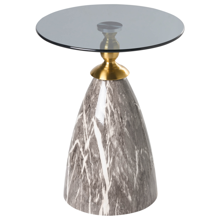 CADY Side Table Tempered Glass Black Marble [2]