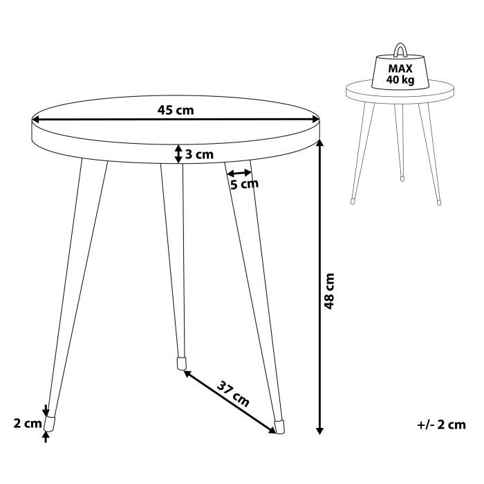 Side Table DETAH Teak Wood Dark Brown [3]