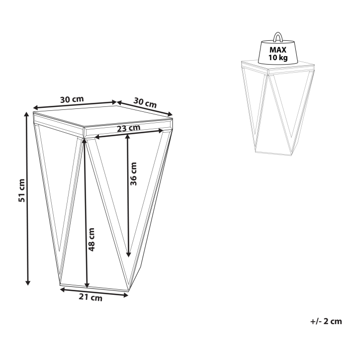 Masă laterală LUXEY Sticlă Argintiu reflexiv [3]