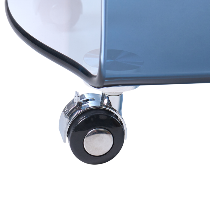 MINTO side table Tempered glass Blue with wheels [7]