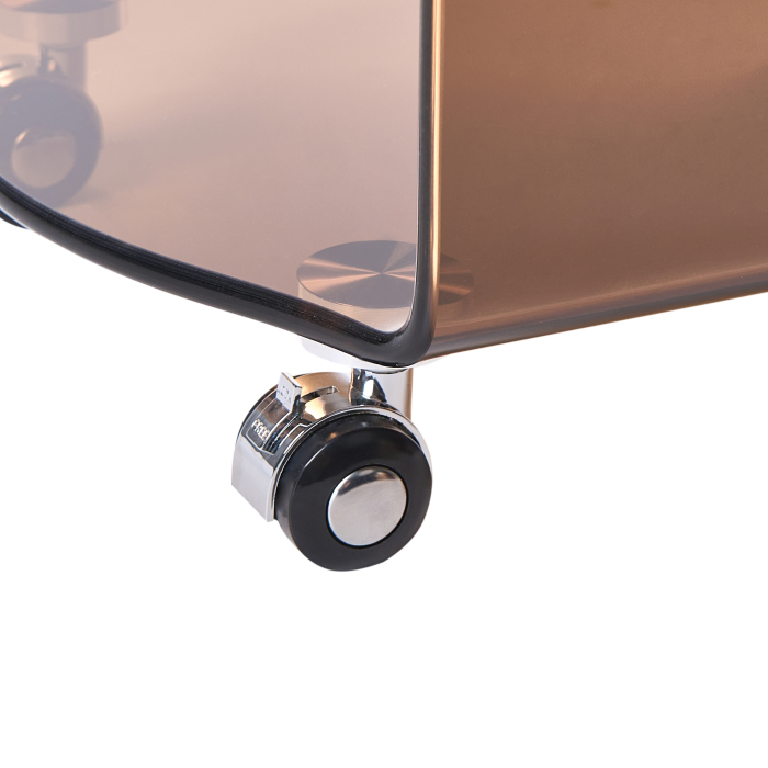 MINTO side table Tempered glass Brown with wheels [7]