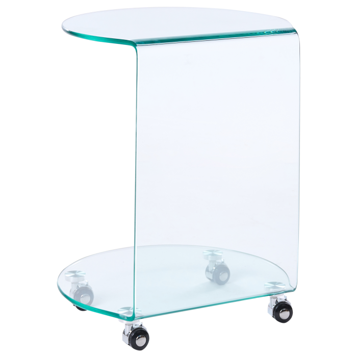 Side table MINTO Tempered glass Transparent with wheels [5]