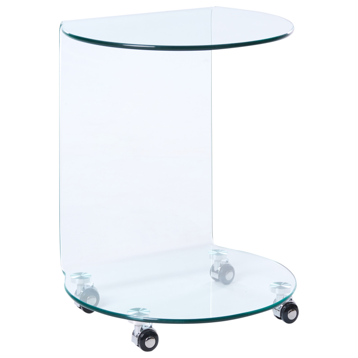 Side table MINTO Tempered glass Transparent with wheels [2]