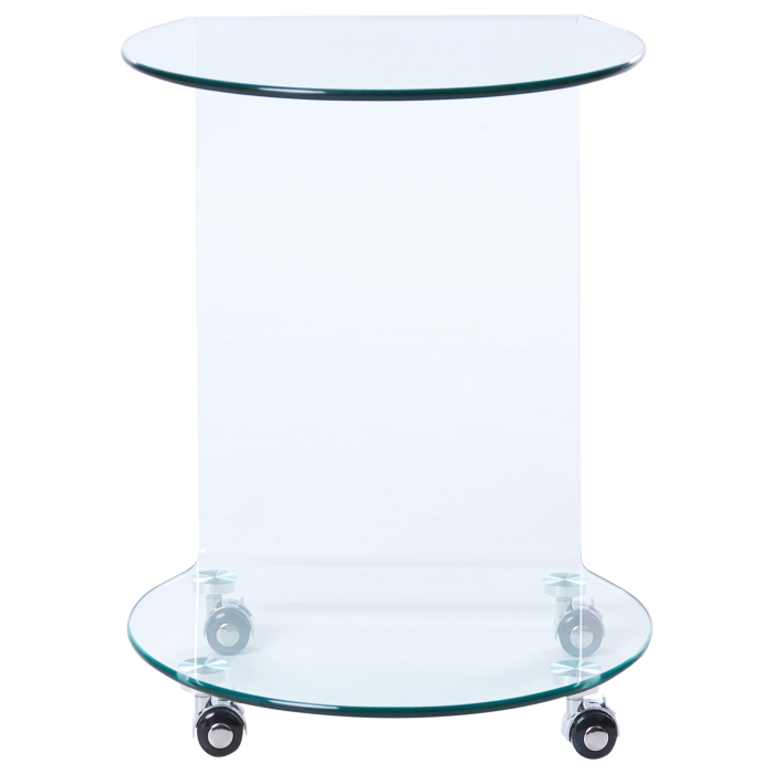 Side table MINTO Tempered glass Transparent with wheels [4]