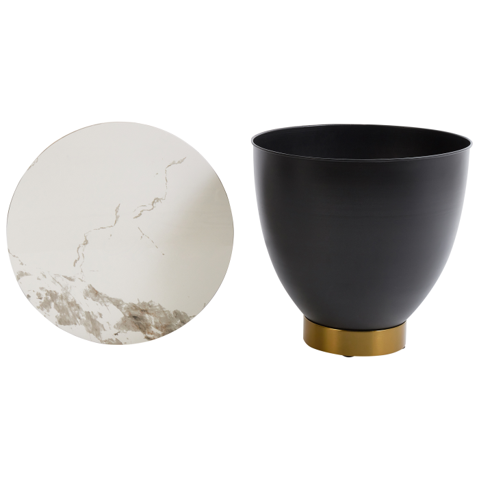 Side table NADINE Ceramic Black with storage [4]