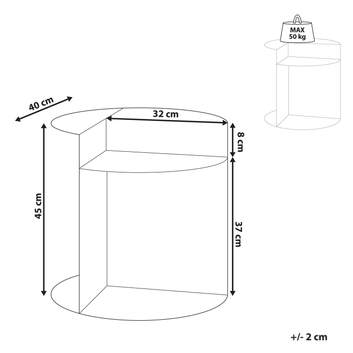 Masă laterală TAGGART Metal Negru [3]