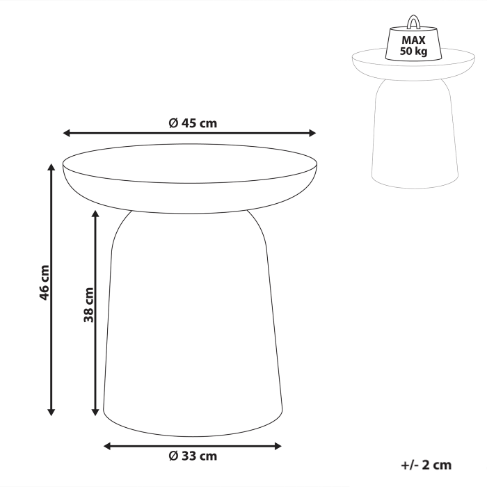 Masă laterală TORRENS Metal Negru [3]