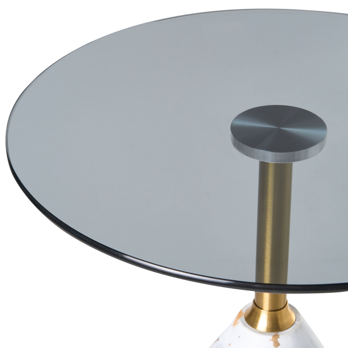 Masă laterală WABBY Sticlă securizată Alb marmură [4]