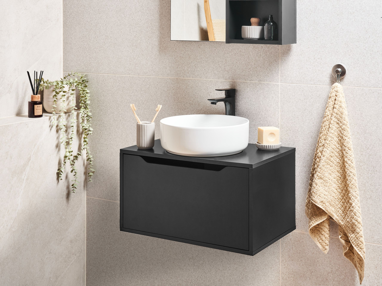Wall-mounted washbasin cover PETROLINA 60 cm Black [1]