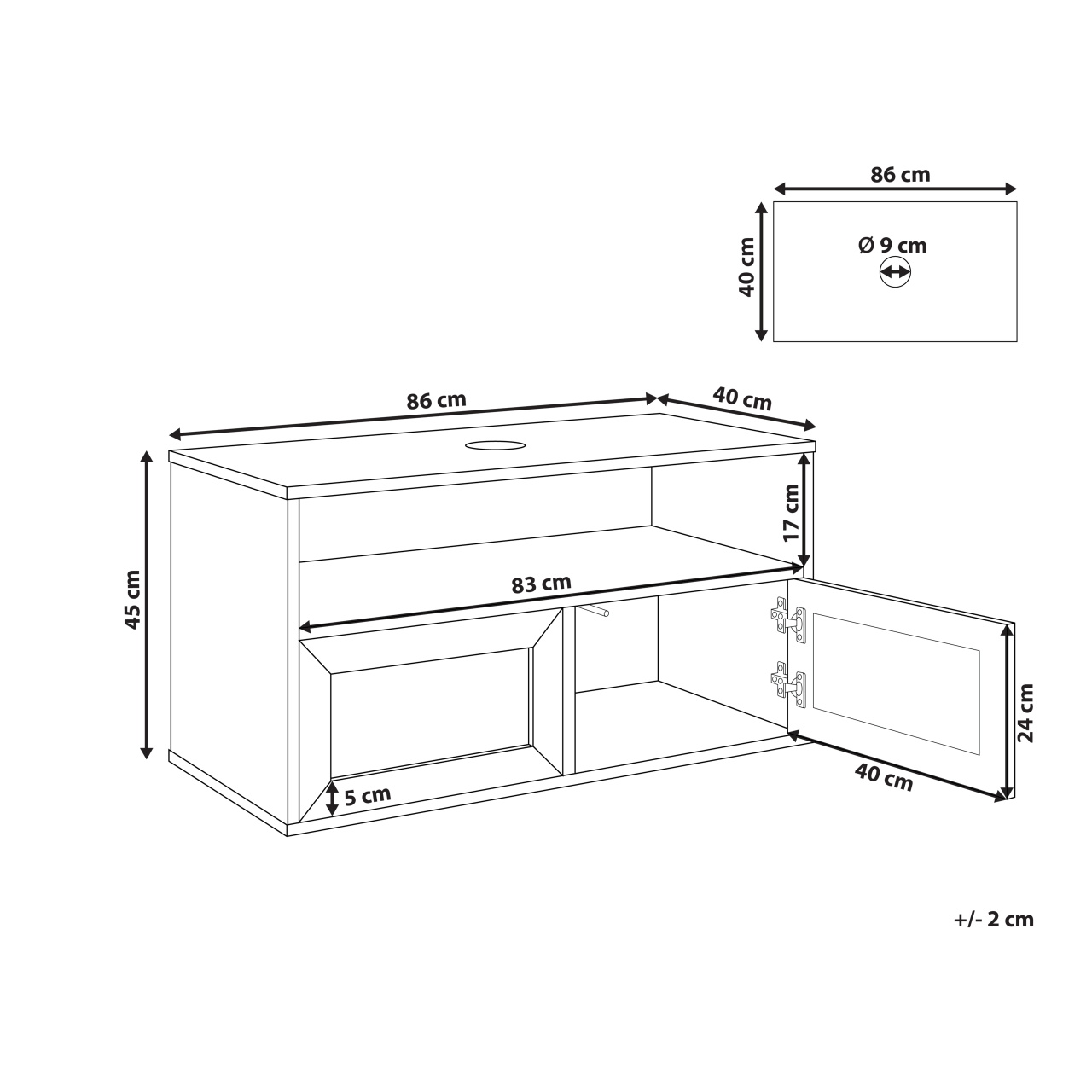 ROSELL wall-mounted washbasin cover 86 cm Light brown [3]