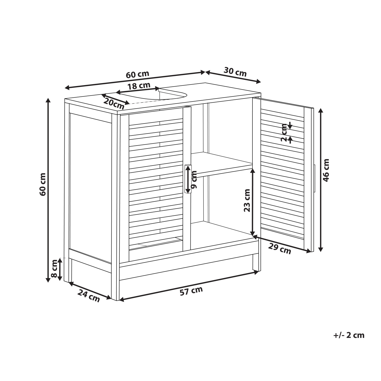 Mască pentru lavoar MISSOULA Lemn de bambus 60 cm Maro deschis [3]