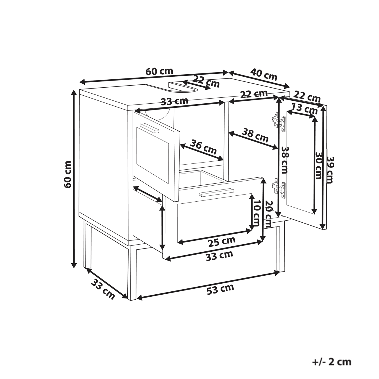 ROSELL washbasin cover 60 cm Light brown [3]