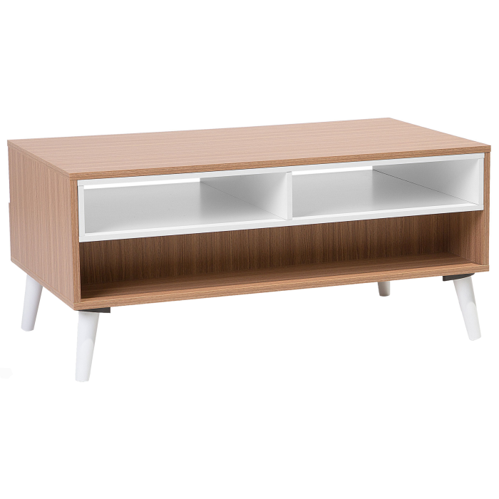 Măsuță de cafea ALLOA Maro deschis/Alb cu depozitare [6]