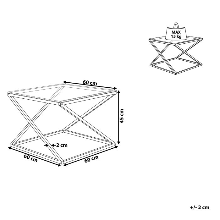 Măsuță de cafea BEVERLY Sticlă Argintiu [3]