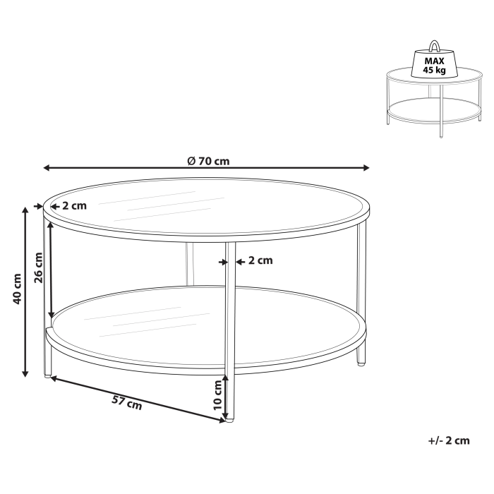 Coffee table BIRNEY Tempered glass Black [3]