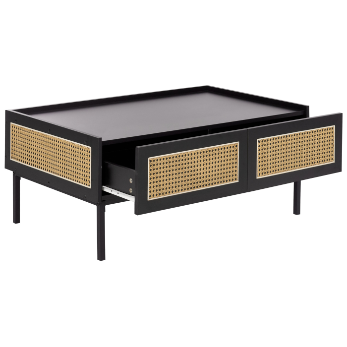 CULLEN coffee table Rattan Black with storage [4]